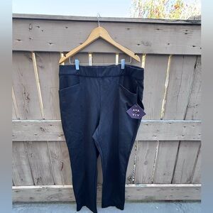 Ava & Viv Black Ponte Pull-On Pants with Front Pockets